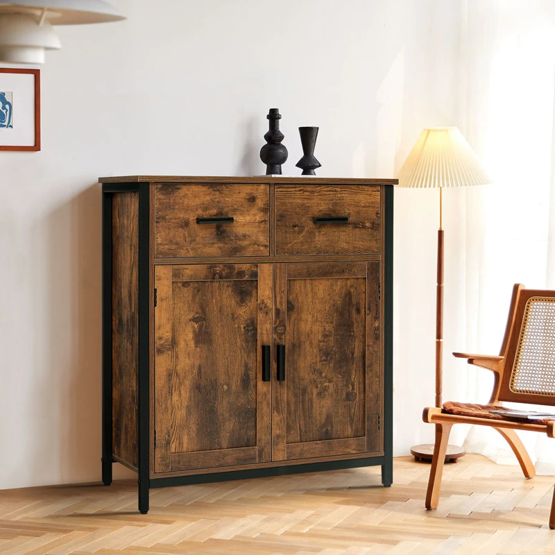 Tall Dresserwith Sturdy Metal Frame Lving Room Cabinet