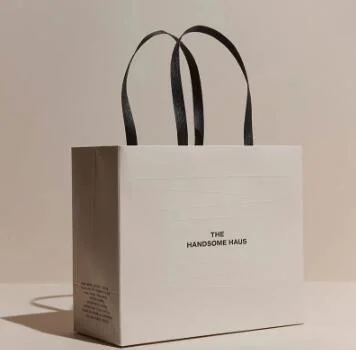 Recycled White Gift Shopping Packaging Paper Bags for Small Businesses