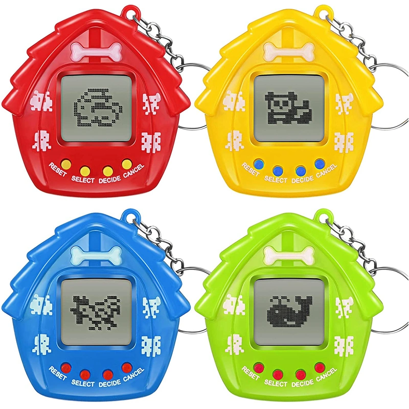 2.2 Inch 168 Pets Nano House Shape Keychain Electronic Nostalgic Virtual Digital Pet Key Ring Retro Handheld Machine Tamagotchi Game