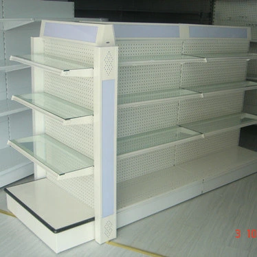 4 Layer Pegboard Double-Sided Metal Gondola Supermarket Shelf