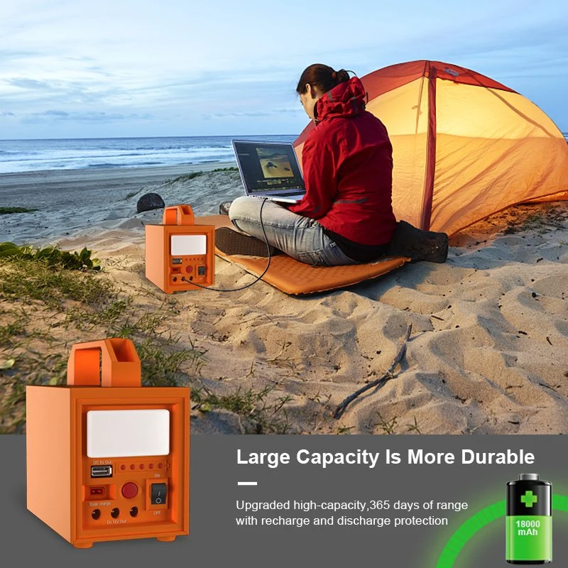 Solarthon Camping haute qualité portable Générateur solaire inverseur d'énergie hybride Système d'énergie solaire 60 W pour la maison