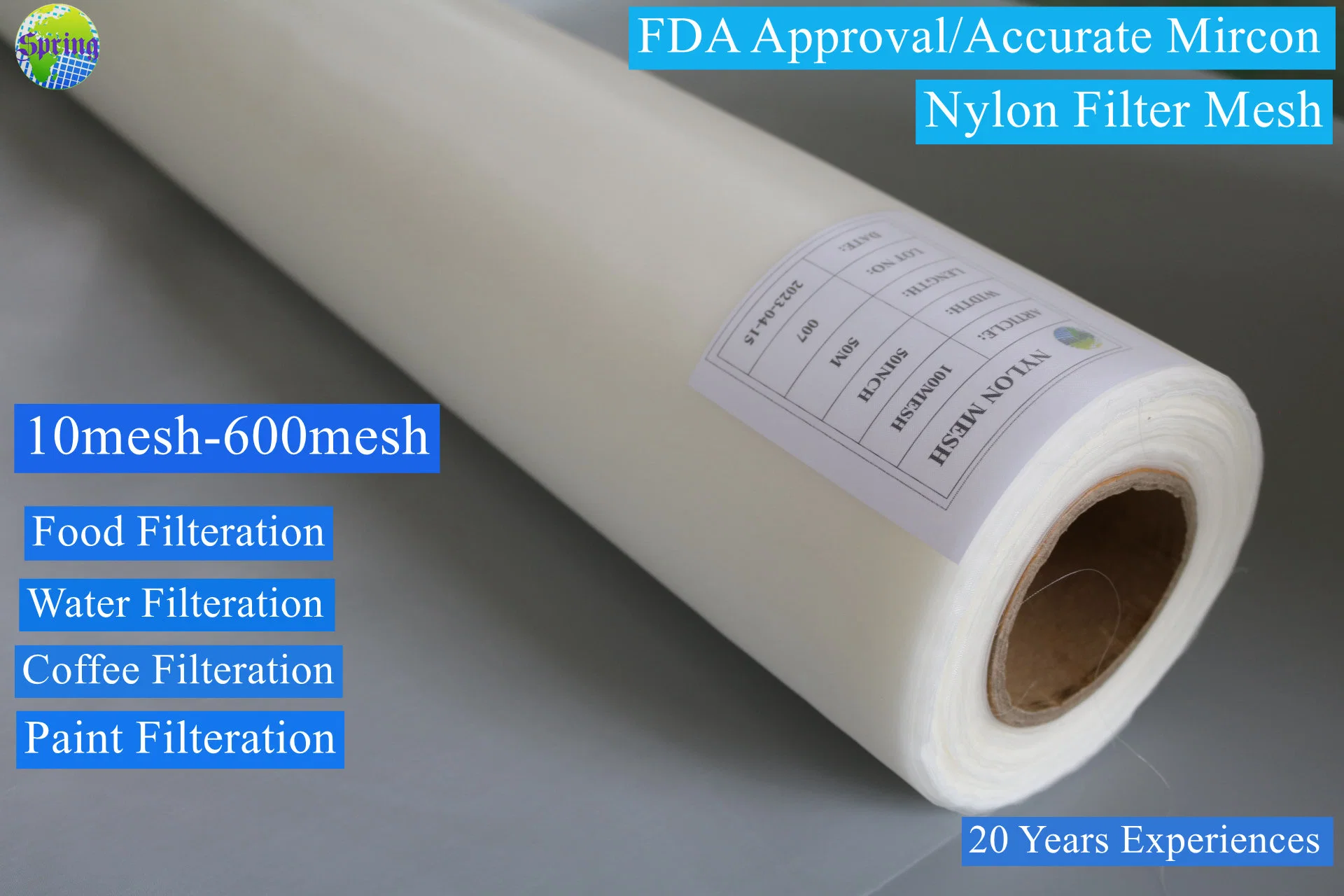 3-2000micras Food Grade monofilamento de nylon 100% de la malla del filtro de tela para filtro de líquido o filtro de coche