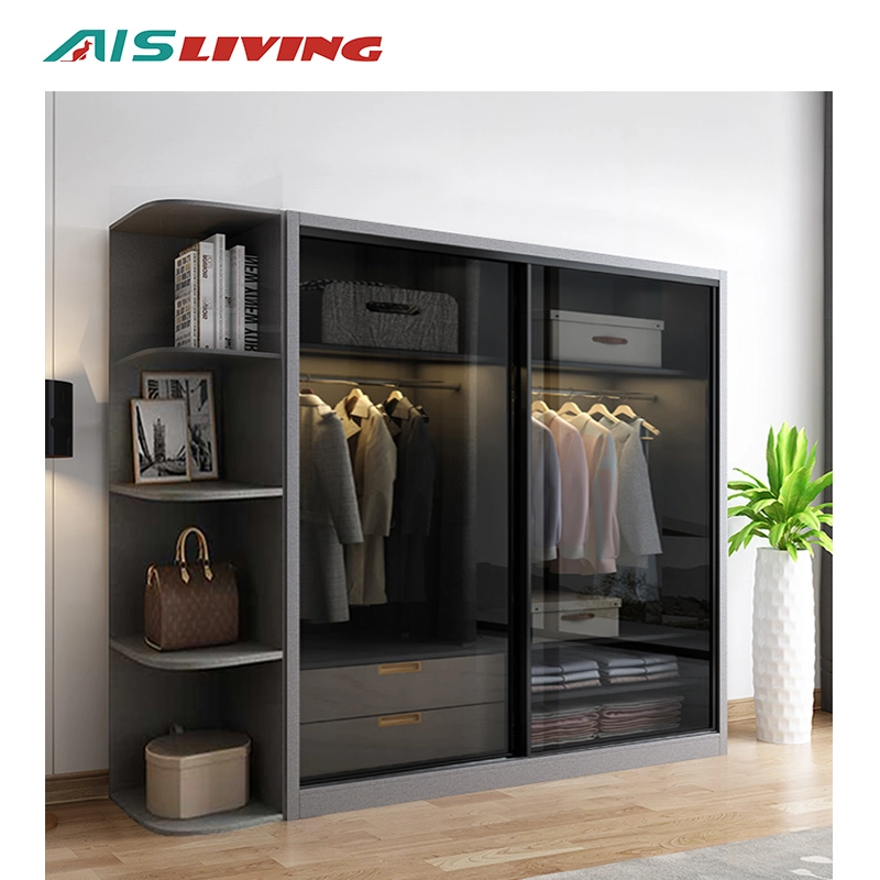 Singapore Furniture Overlay Closet Interior Sliding Door Glass Wardrobe Bedroom Design Fiber 3 Door Wardrobe with Mirror