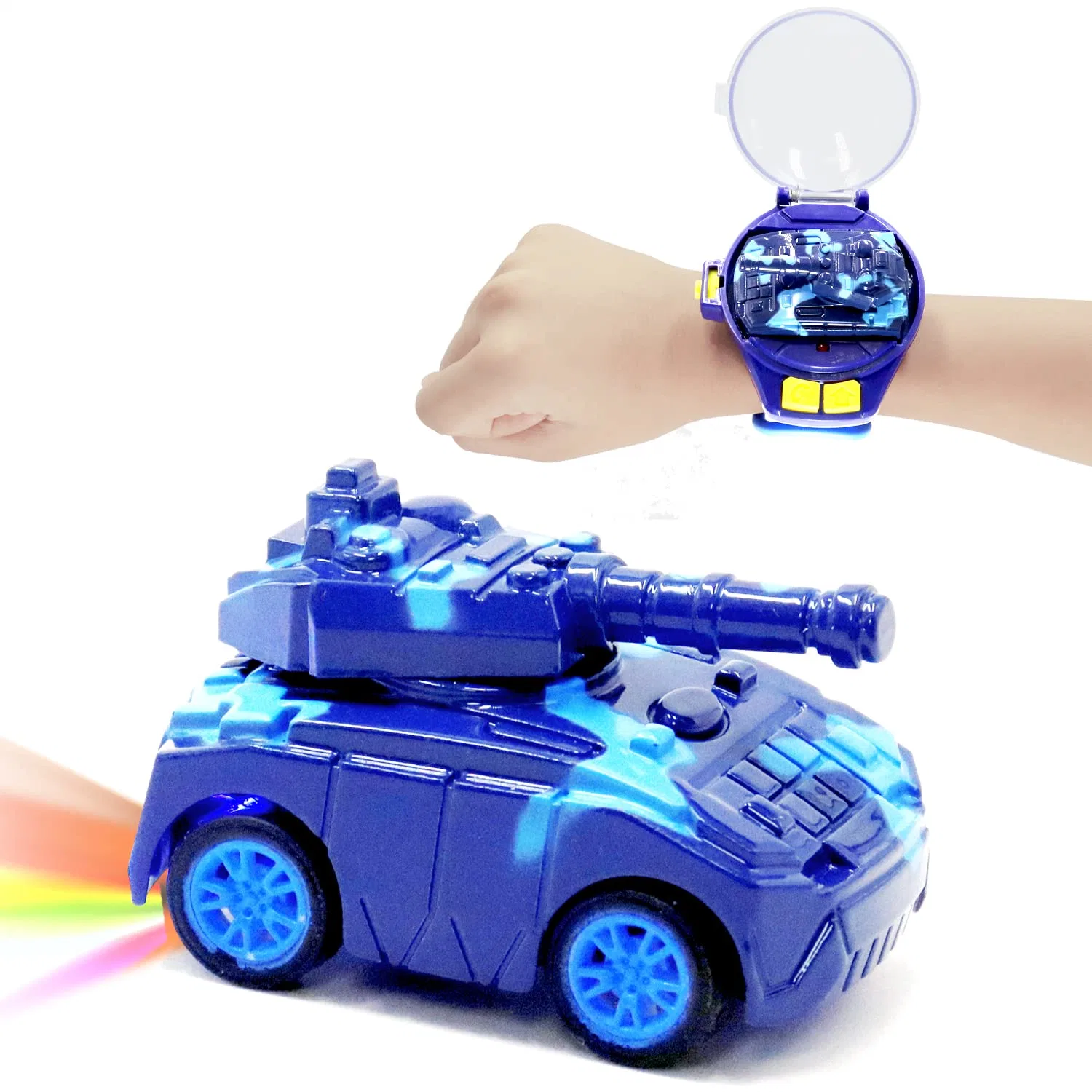 2.4GHz Mini Remote Control Engineering Vehicle Watch Kids Toys, USB Charging Cart Long Distance Wrist Alloy Racing Watch RC Car