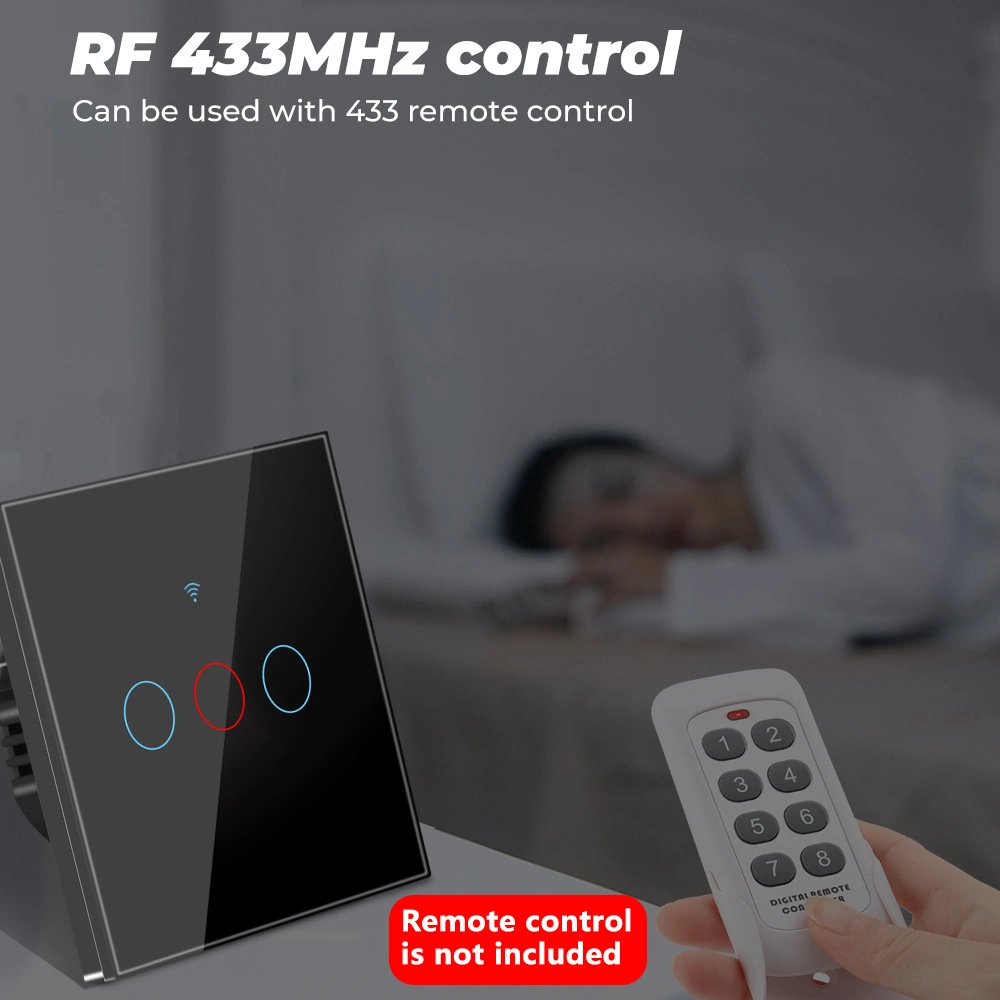 EU Interruptor de Parede de Painel de Toque com Controle Remoto WiFi Inteligente RF433 Tuya