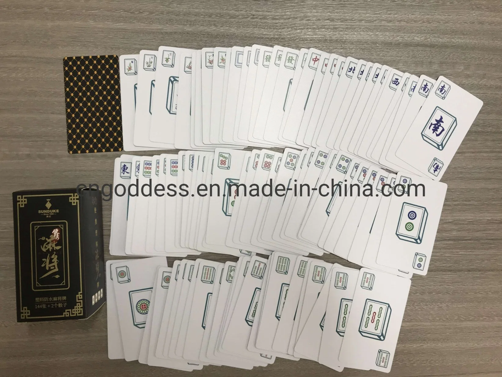 Papel portátil à prova de Conjunto de Cartas de jogar Mahjong com 2 Soma dos acrílico&amp;Saco Baeta Mahjong Viagem Cartão de póquer