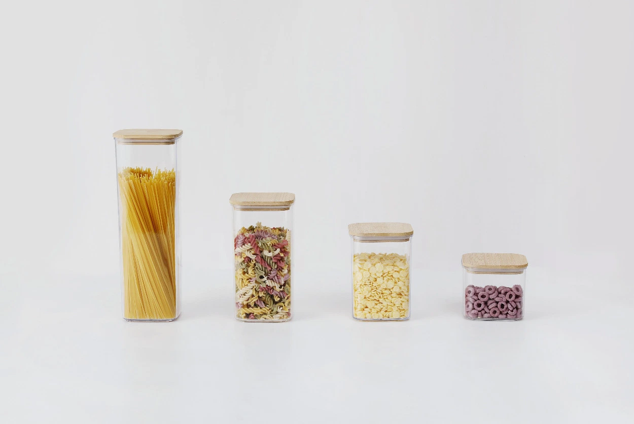Großhandel/Lieferant Kunststoff Getreide Mehl Noodle Aufbewahrungsbox mit Bambus-Abdeckung Versiegeln Trockenfutter Container Küchenzubehör