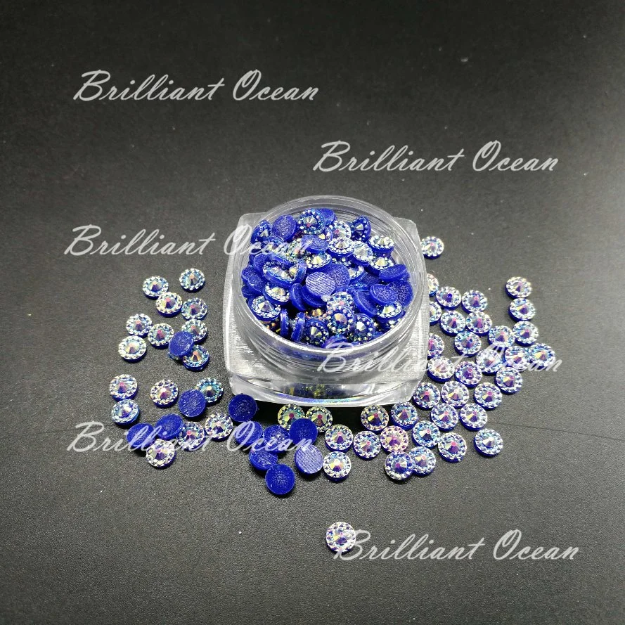 Sapphire Ab resina posterior plana Rhinestones para accesorios de moda