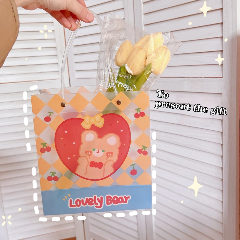 PVC Florist Clear Gift Handbags Transparent Waterproof Wrapping Flower Gift Packaging Bags
