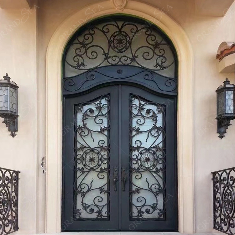 Best Price Luxury Other Exterior Doors Front Entrance Wrought Iron Security Double Door Designs for Houses