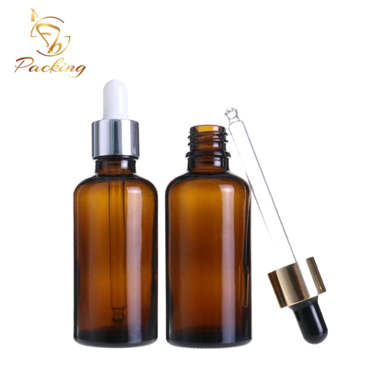 Empty Cosmetic Brown Amber Essential Oil 50 Ml Glass Dropper Bottle Perfume Bottle Packaging
