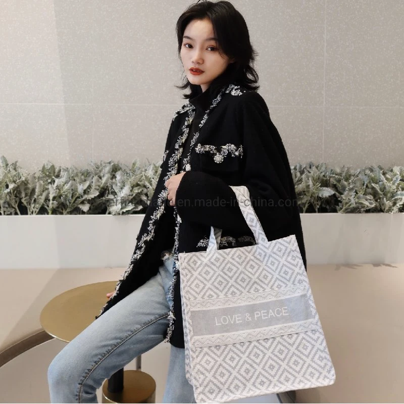 Reusable Cotton and Linen Fabric Women Men Tote School Lunch Bag