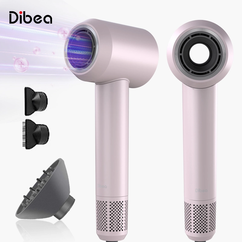 Blow Dryer with Tri-Colour LED Light Ring, 1600W Ionic Hair Dryer for Home and Travel, Magnetic Nozzle