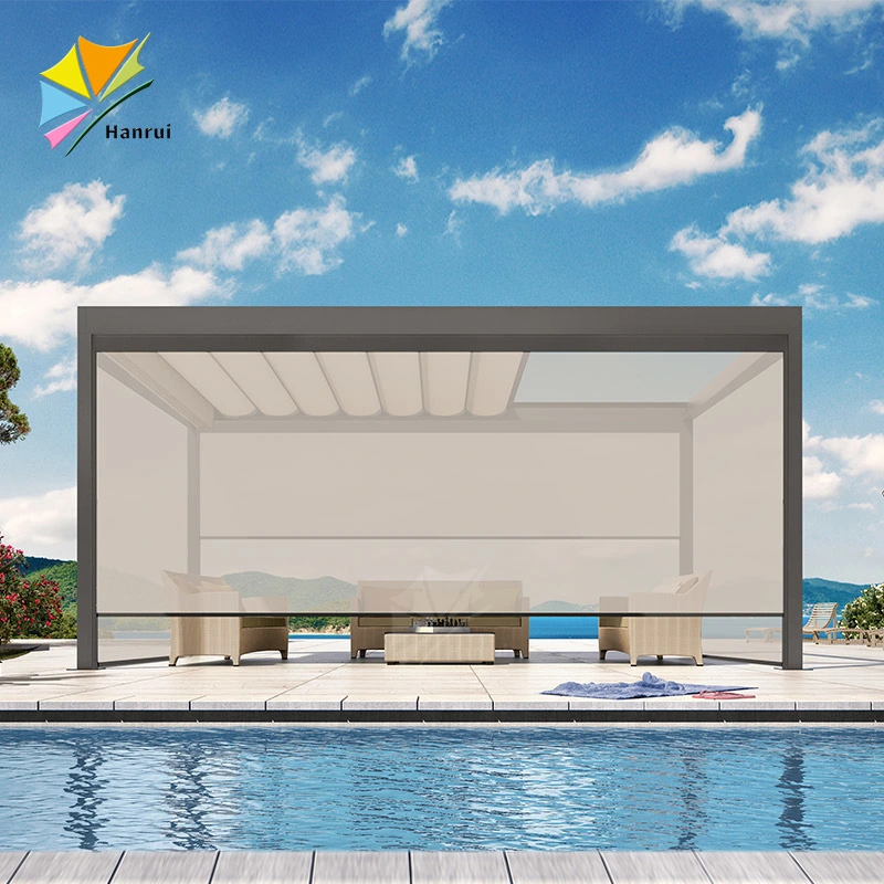 Outdoor Window Pergola Garage Pool Zip Track Electric Roller Blinds Cortina Electrica Casa Y Comercial