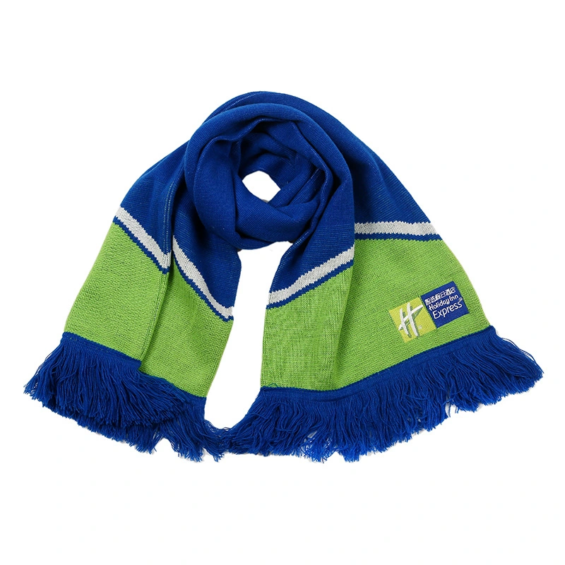 Thick Winter Acrylic Custom Wholesale/Supplier Knitted Fashion Long Football Scarf with Long Tassels