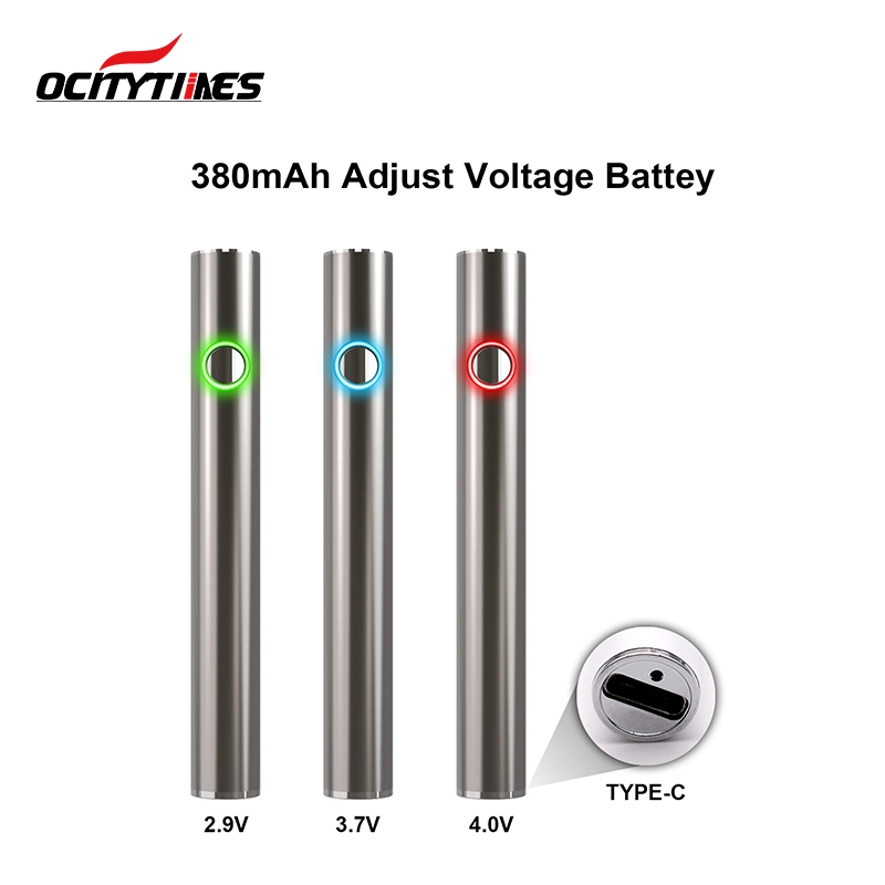 Wholesale Preheat Adjustable Voltage Custom 380mAh USB Charger Slim 510 Thread Vape Cartridge Battery