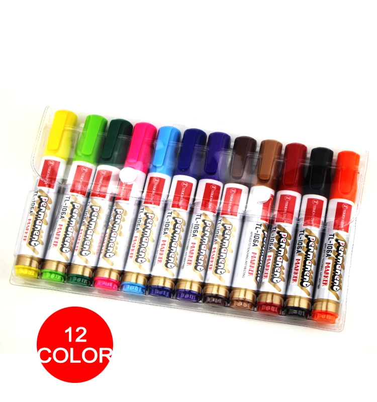 Oil Pen Stationery Office Supply 12colors Permanent Marker Pen