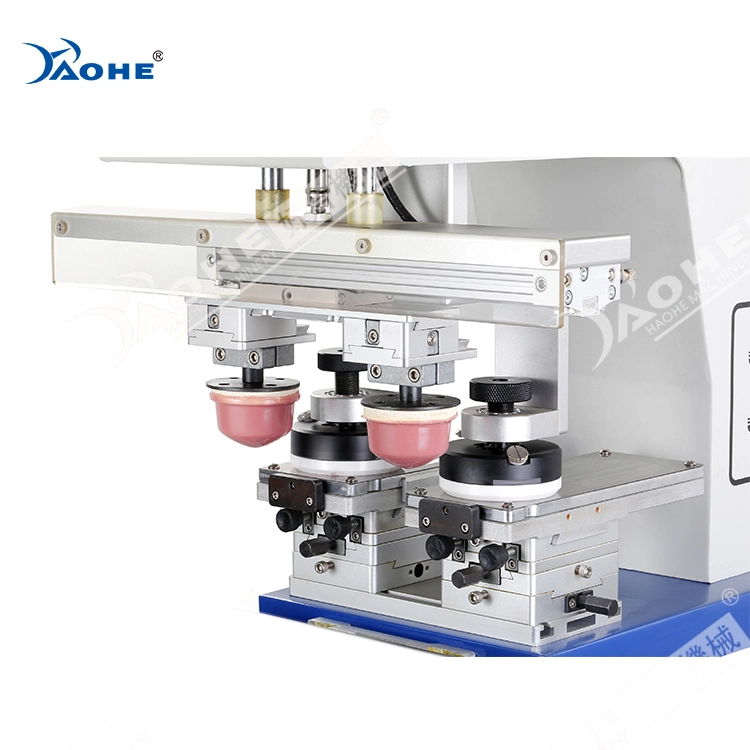 Semi-Automatic Bicolor Ink Cup Pad Printer with Conveyor