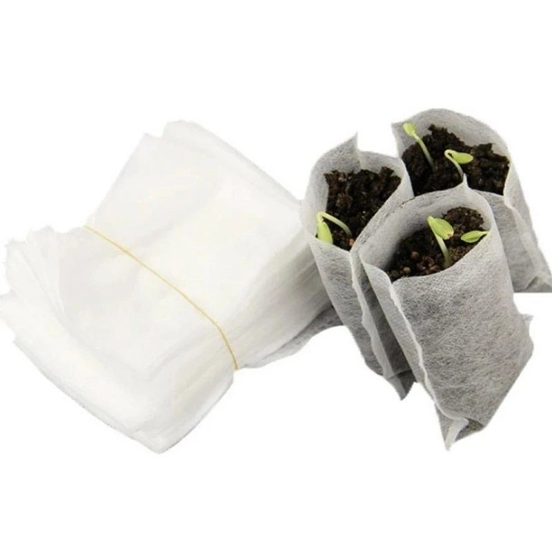100 UNIDADES sacos de berçário não entrançados biodegradáveis sacos de cultivo para plantas para plântulas Panelas ferramenta de jardim plantação de batata saco de cultivo Pot de viveiro