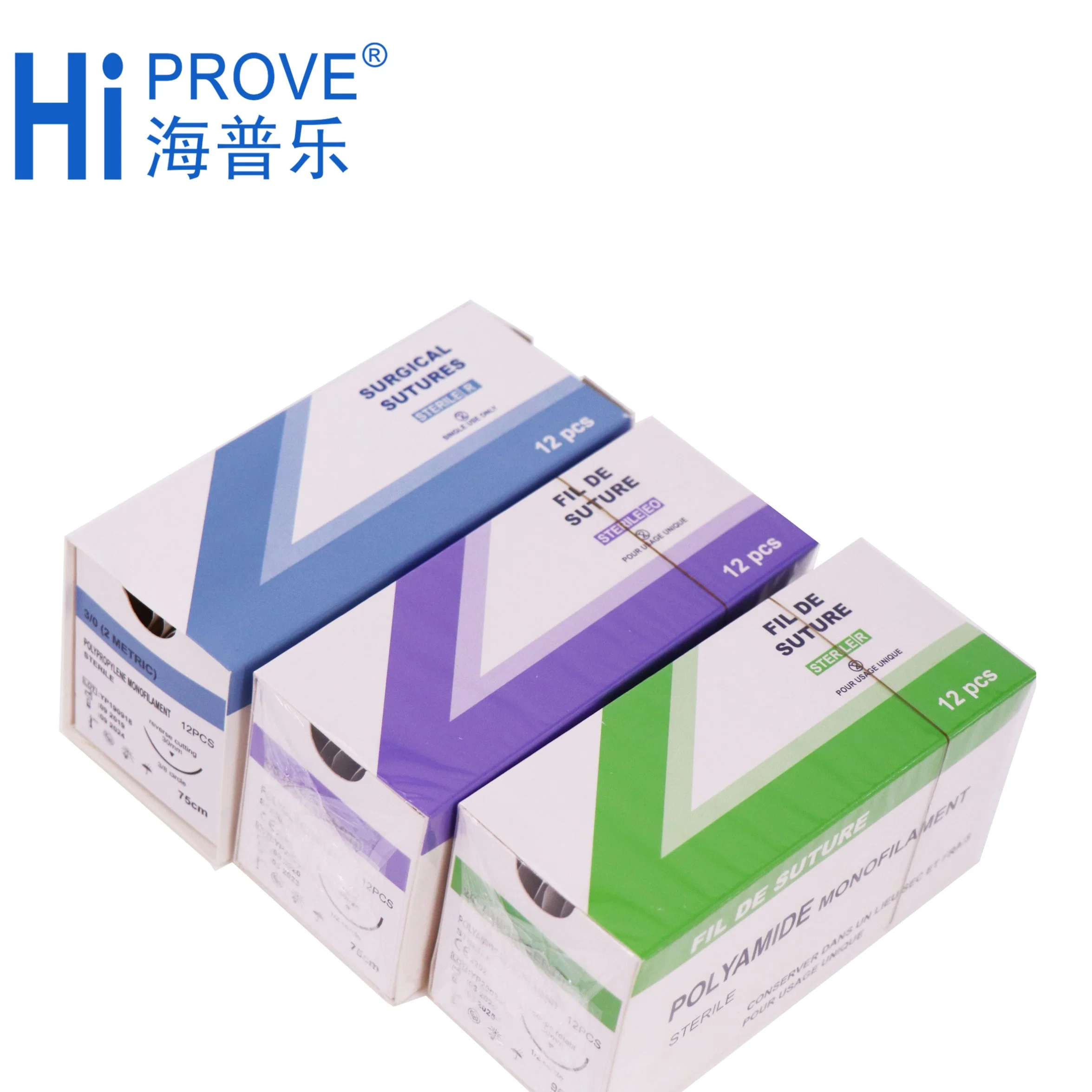 Medical Disposable Catgut Absorbable Sterile Silk Acid PGA Surgical Suture Thread USP with Needle Nylon Monofilament Suture
