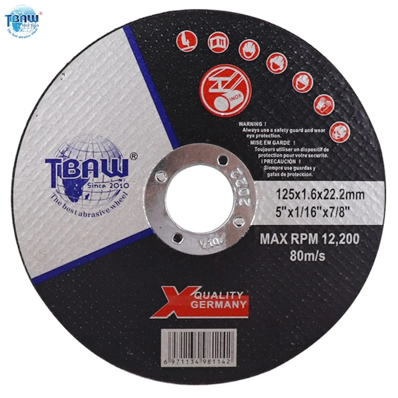 125X1.6X22.2mm 5inch Inox Cut off Wheel Cutting Disc with Non Woven