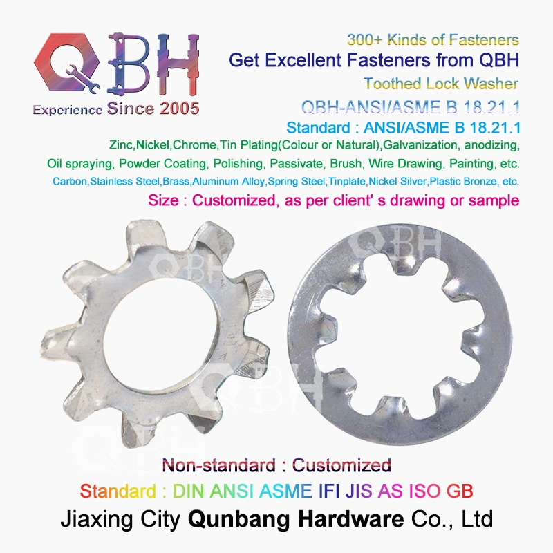 Qbh Automobile Railway Lighting Pump Body Marine Valve Architectural Furniture Parts Countersunk External/Internal Serrated Toothed Metal Special Lock Washers