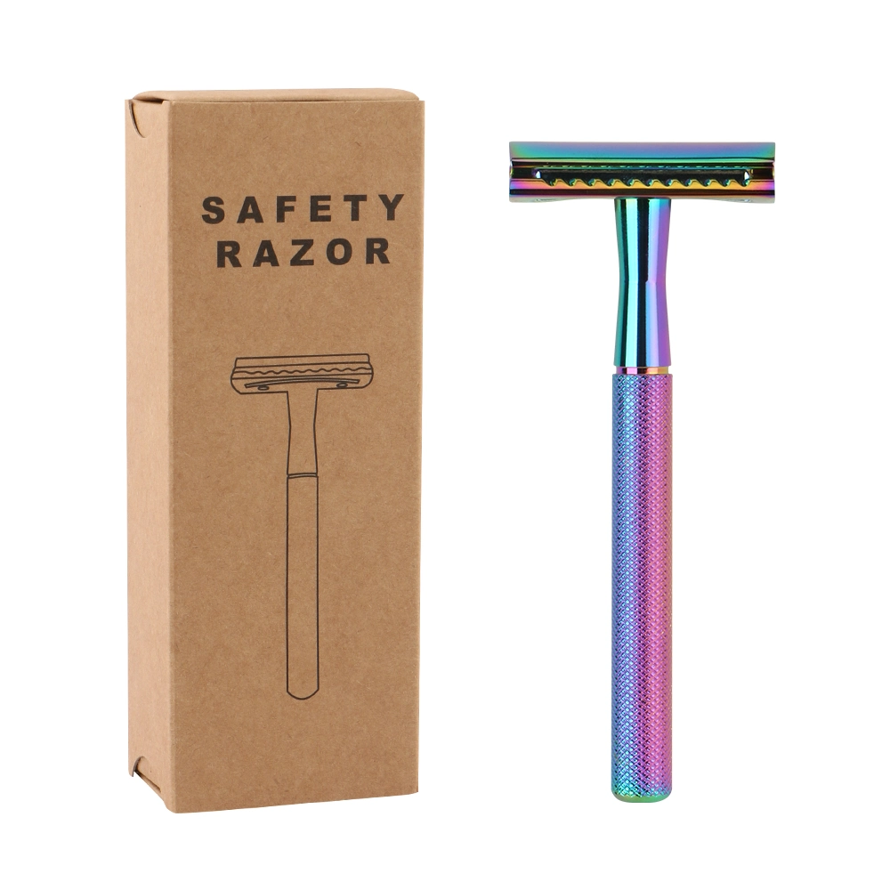 New Rainbow Color Customized Packaging Brass Handle Classic Design Metal Shaver Wet Shaver Safety Razor