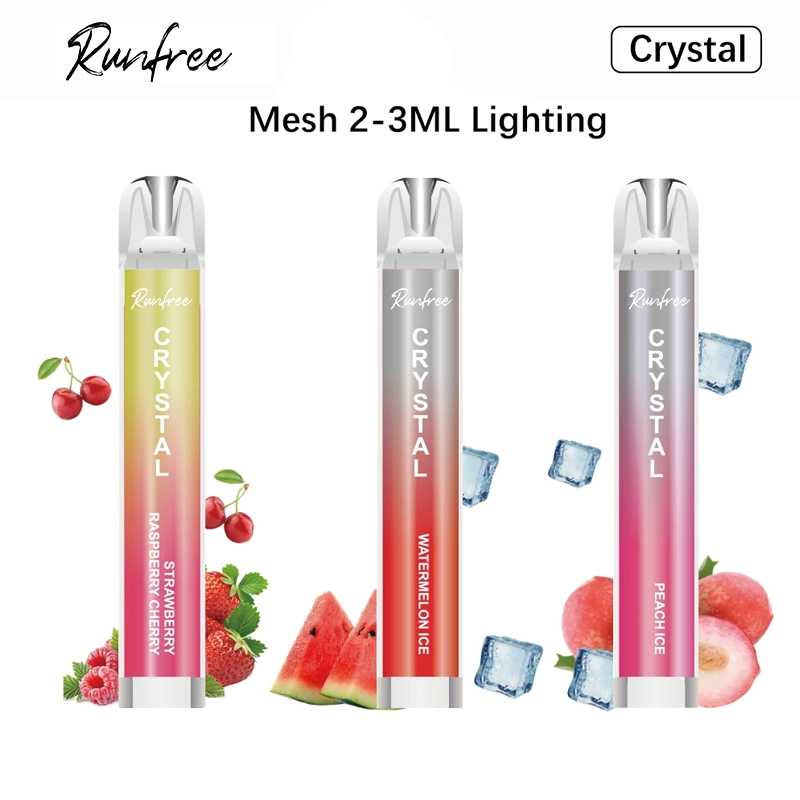 China Shenzhen Runfree Factory Direct Wholesale 2ml Oil Crystal Tube Electronic Cigarette 600 800 900 Puffs 0% 2% 5% Nicotine Fruit Flavor Can Be Customized