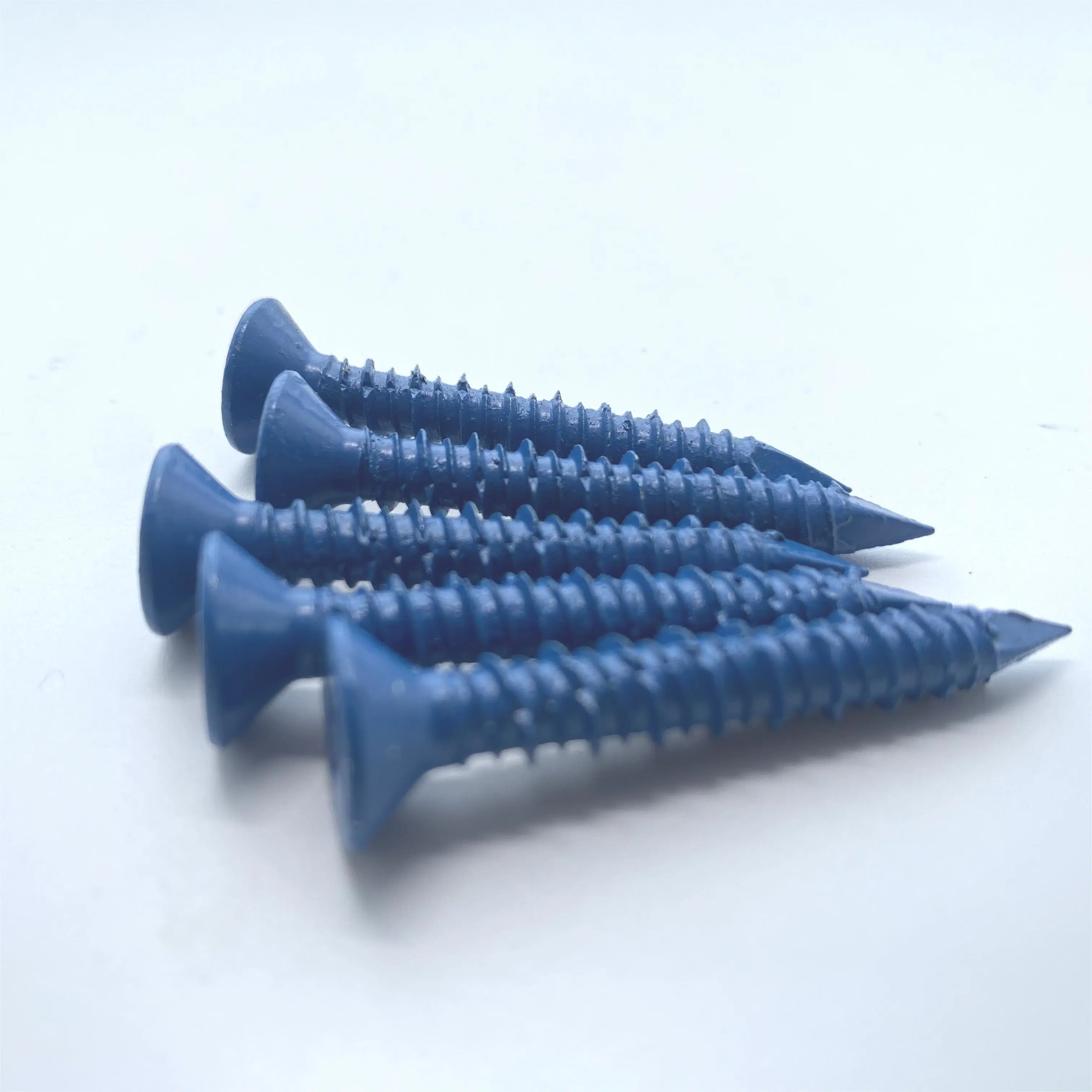 Fabricado en China 1/4"X1-3/4 tornillo de fijación de hormigón cabeza plana azul para anclar a mampostería, bloque o ladrillo estuco