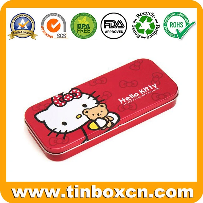 Double-Decked Stationery Kit Metal Tin Case for Student Pencil Box