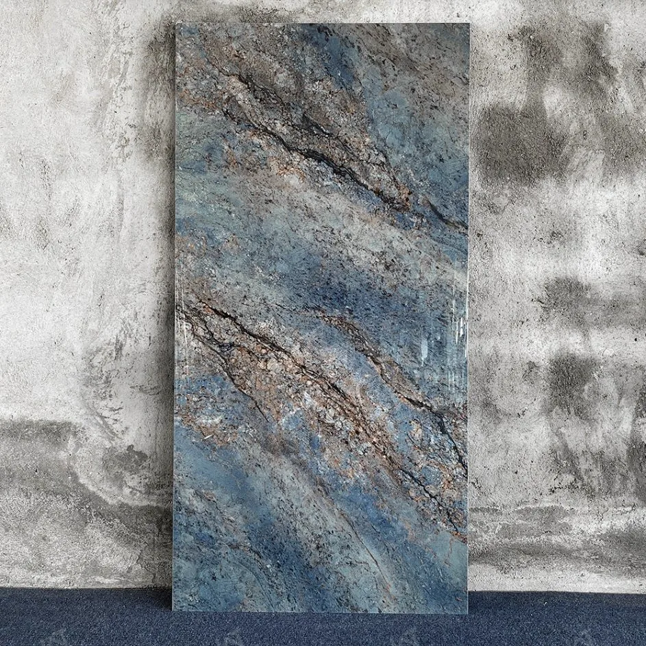 Full Body Green Blue Polished Porcelain Tile 750X1500 Big Porcelain Slab Tile