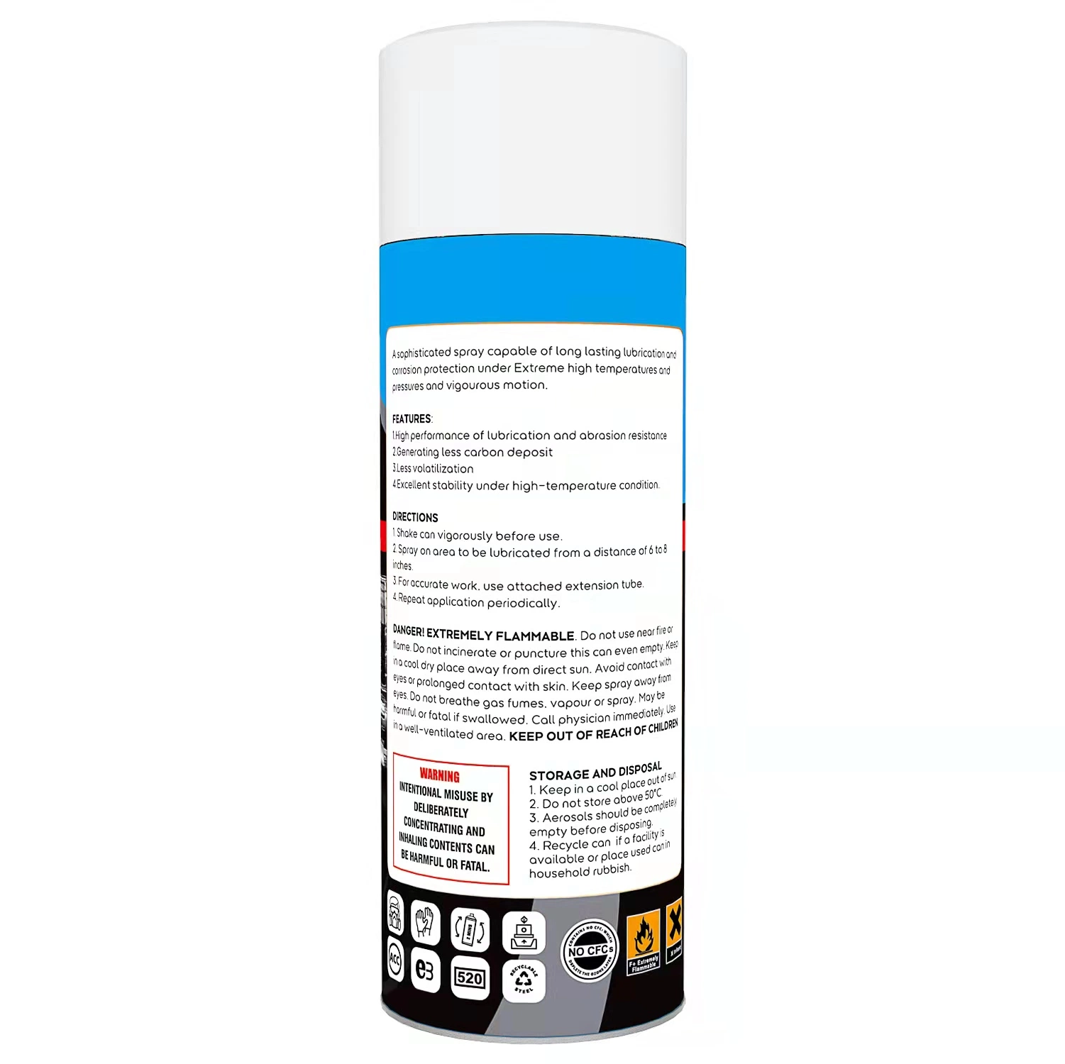 High Performance Anti Rust Grease PTFE Lubricant Spray