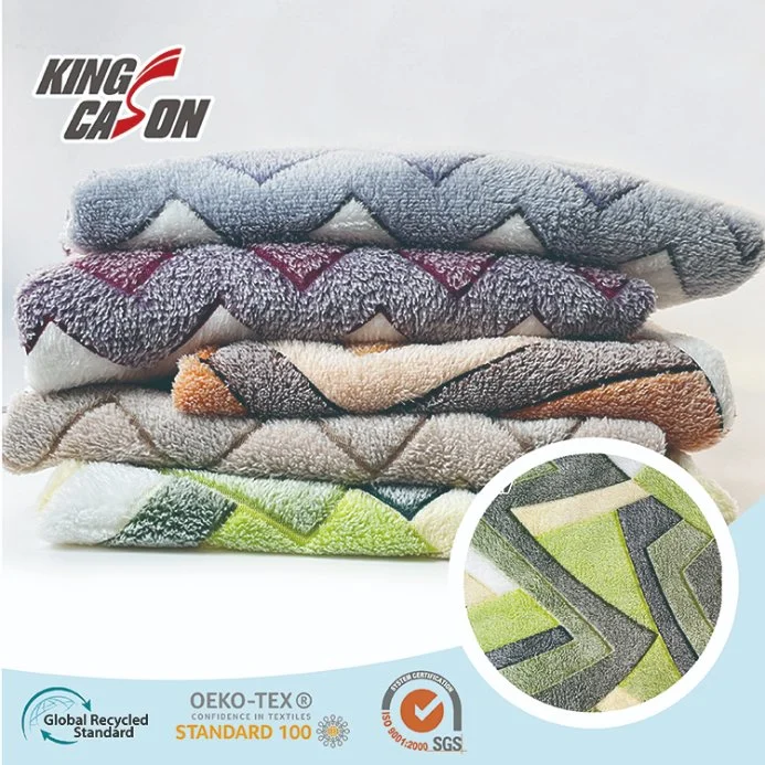 Kingcason Polyester Geometric Glue Print Two Sides Coral Fleece Fabric Flannel Fabric Garment Fabric