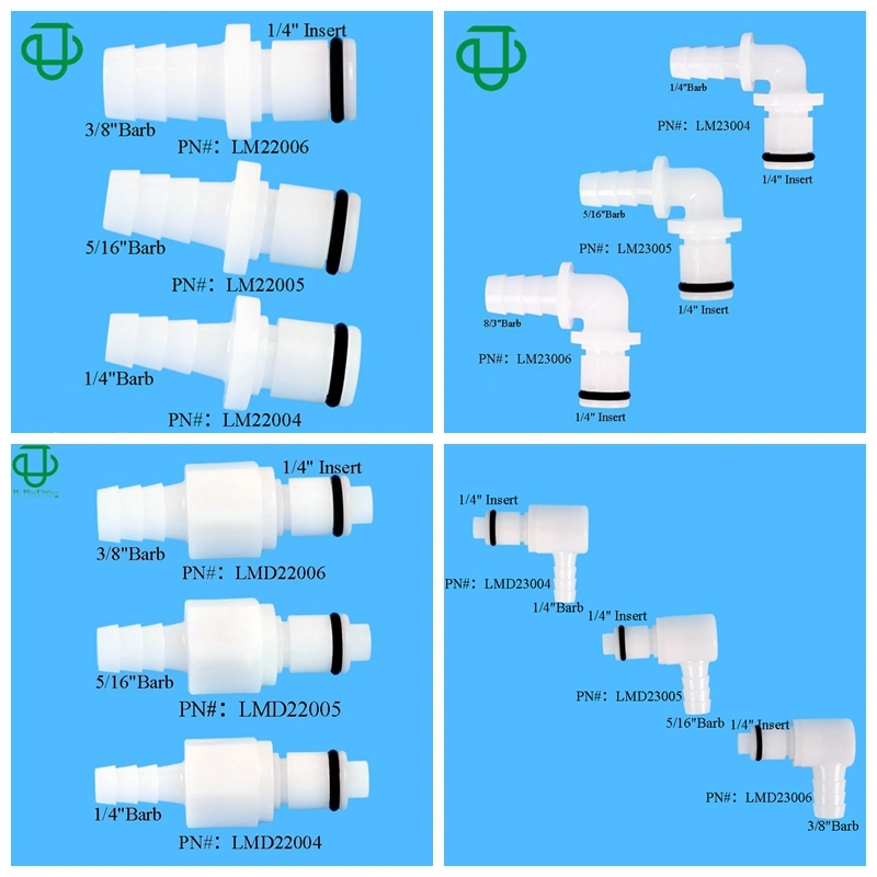 Ju Medical Water Air Hose Barbed Shut off Plastic Quick Disconnect Tube Couplings