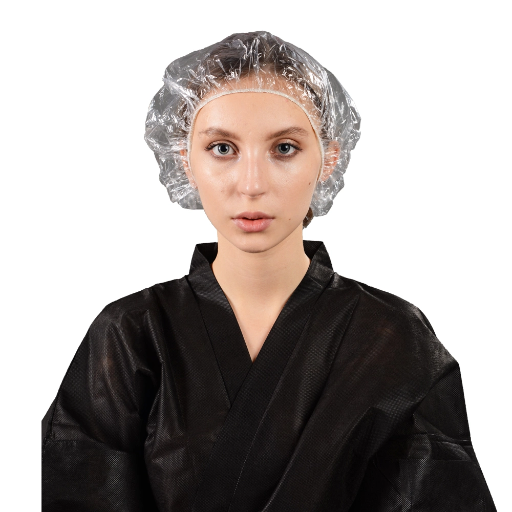 Disposable PE Transparent Clear Plastic Hair Hotel Shower Caps