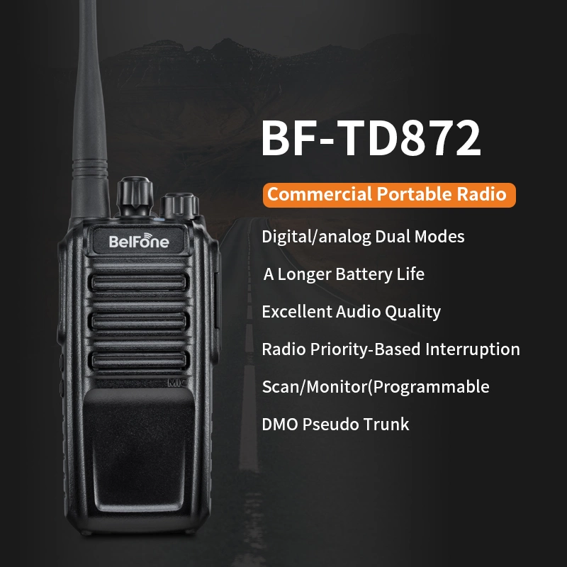 Belfone Bf-Td872 7W High-Power Dmr Radio Public Security Walkie Talkie with Digital/Analog Dual Modes Two Way Radio