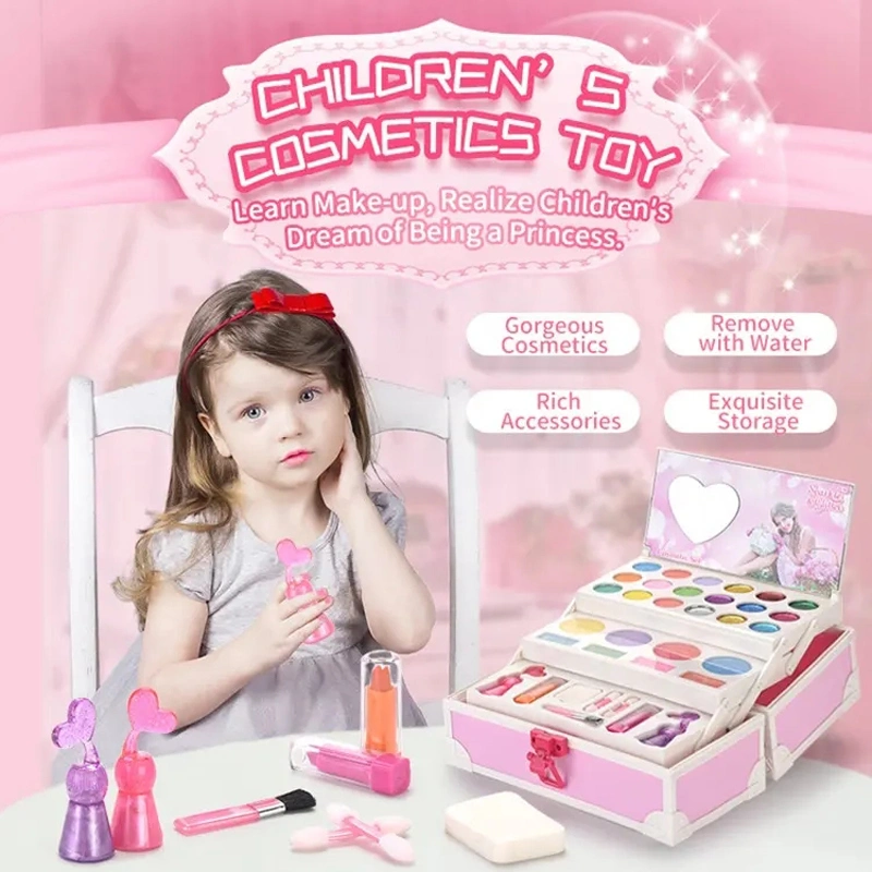 Los niños al por mayor belleza maquillaje Box Juguetes Juguetes para niños Preaty Vestir juegos de niñas Portable pretender cosmética Set DIY de regalo Set de Maquillaje