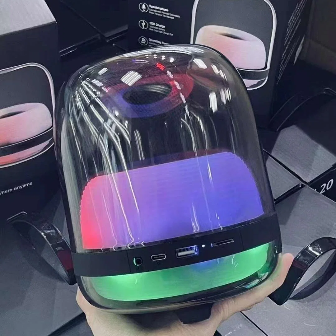 Harman Kardon الجيل الرابع كريستال المتحدث Aura Studio4 الموسيقى الزجاج الجيل الرابع صبووفر عبر Bluetooth® بسماعة سطح المكتب الاستريو 360 درجة Compu