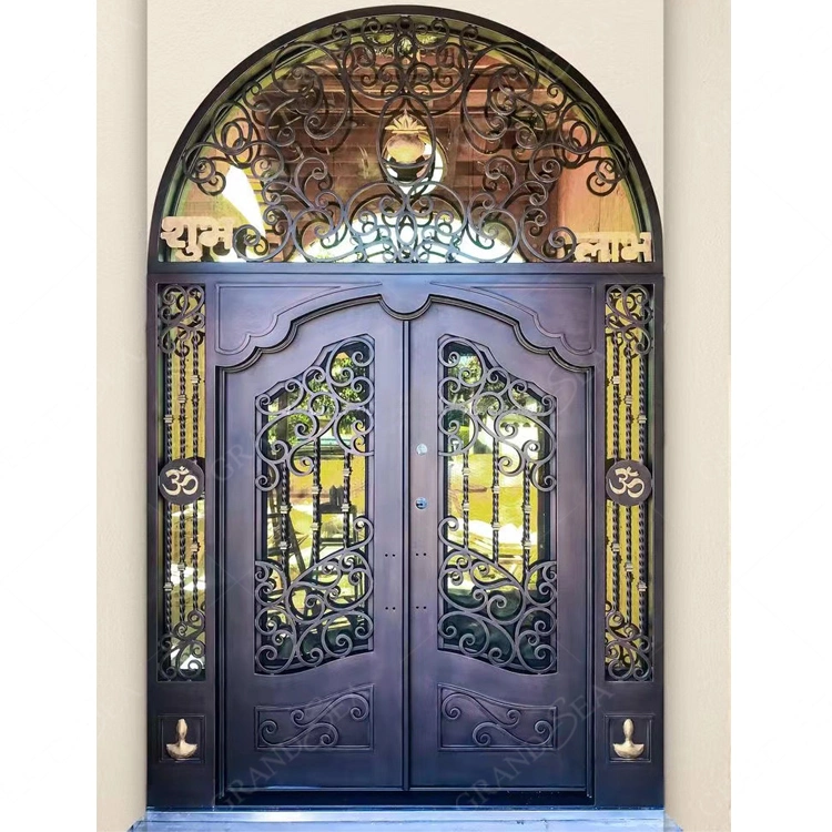 Best Price Luxury Other Exterior Doors Front Entrance Wrought Iron Security Double Door Designs for Houses