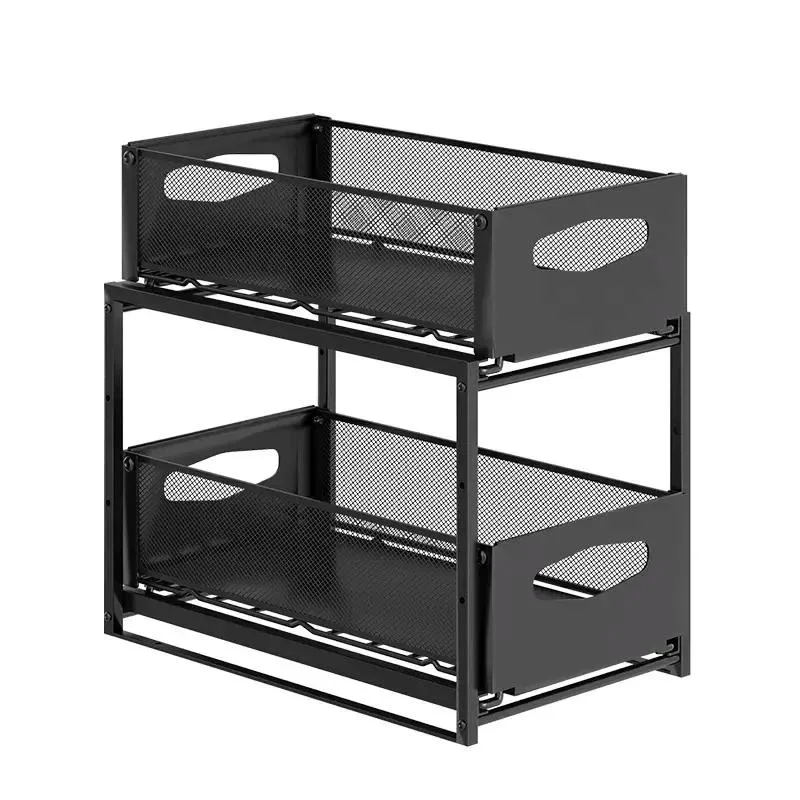 2-Tier Iron Powder Coating Slide out Kitchen Under Sink Organizer