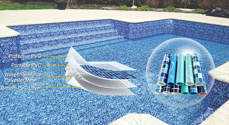 La radiación UV-resistente Piscina lona impermeable de PVC Mosaico Piscina revestimiento de vinilo