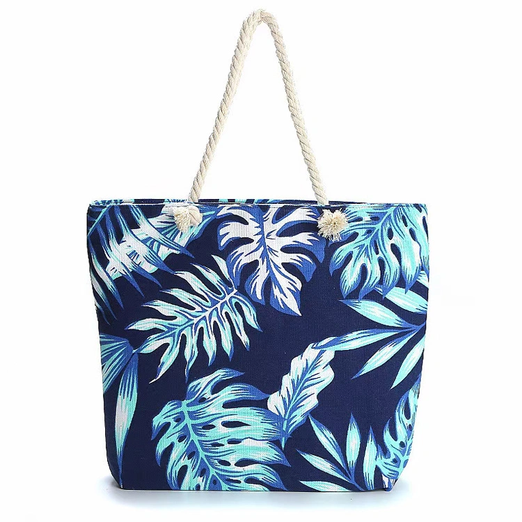 Custom Souvenir Tropical Palm Leaves Summer Beach Bag Canvas Tote Bag