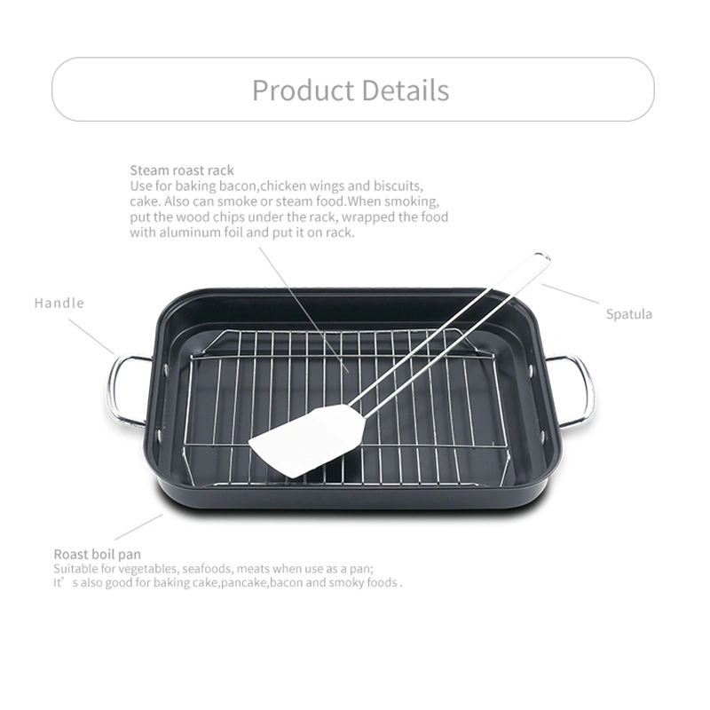 Mayorista/Proveedor de fábrica de acero al carbono Non-Stick barbacoa bandeja para asar con la cremallera de herramientas barbacoas