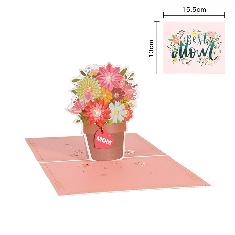 Hot Selling in Stock 3D Christmas Wedding Birthday Pop up Flower Love 3D Greeting Cards for Valentine's Day