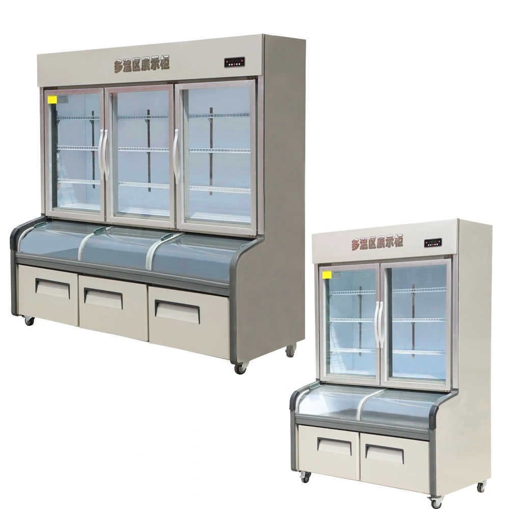 2000L Large Capacity Upright Commercial Refrigeration Equipment Upright Standing Freezer Food Display Showcase