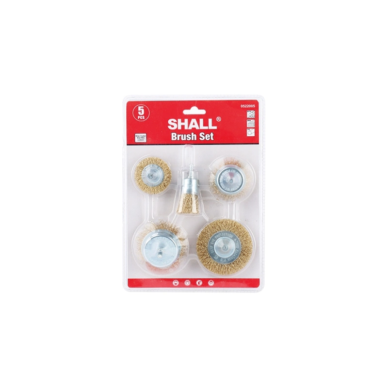 Shall 5-Piece Steel Wire Brush Polishing Cup Brass Wire Brush Set