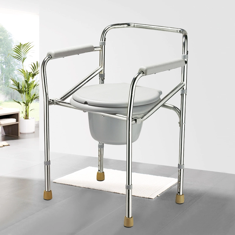 Convenient Nursing Steel Foldable Toilet Commode Chair for Adults