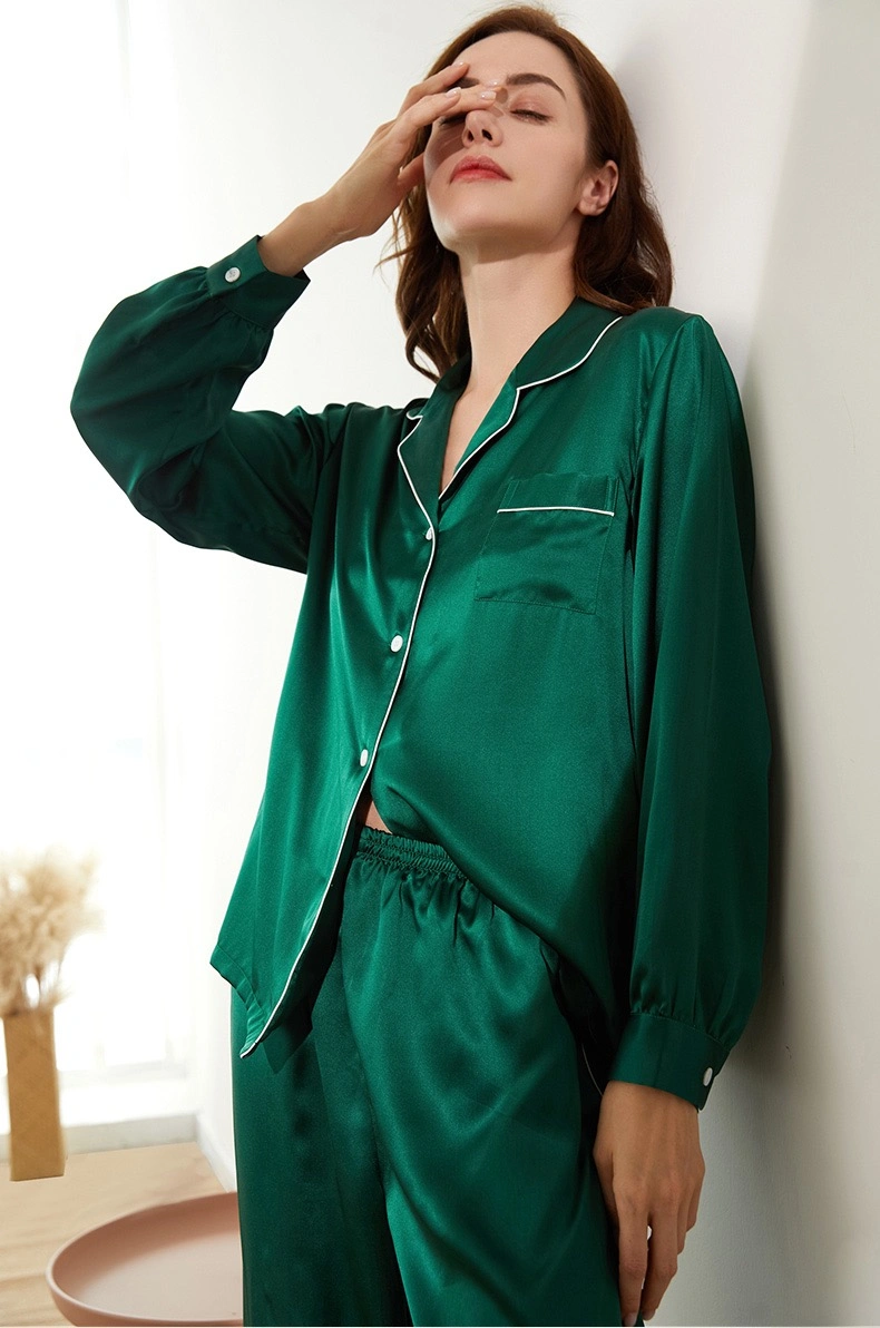 Custom Solid Color Fabric Silk Pajamas for Her