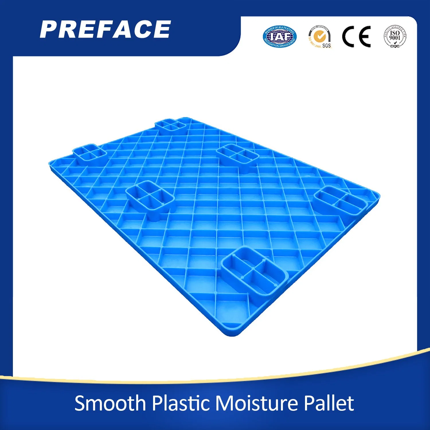 Grande palette en plastique empilable, grande capacité, sur mesure, résistant à l'humidité et aux palettes