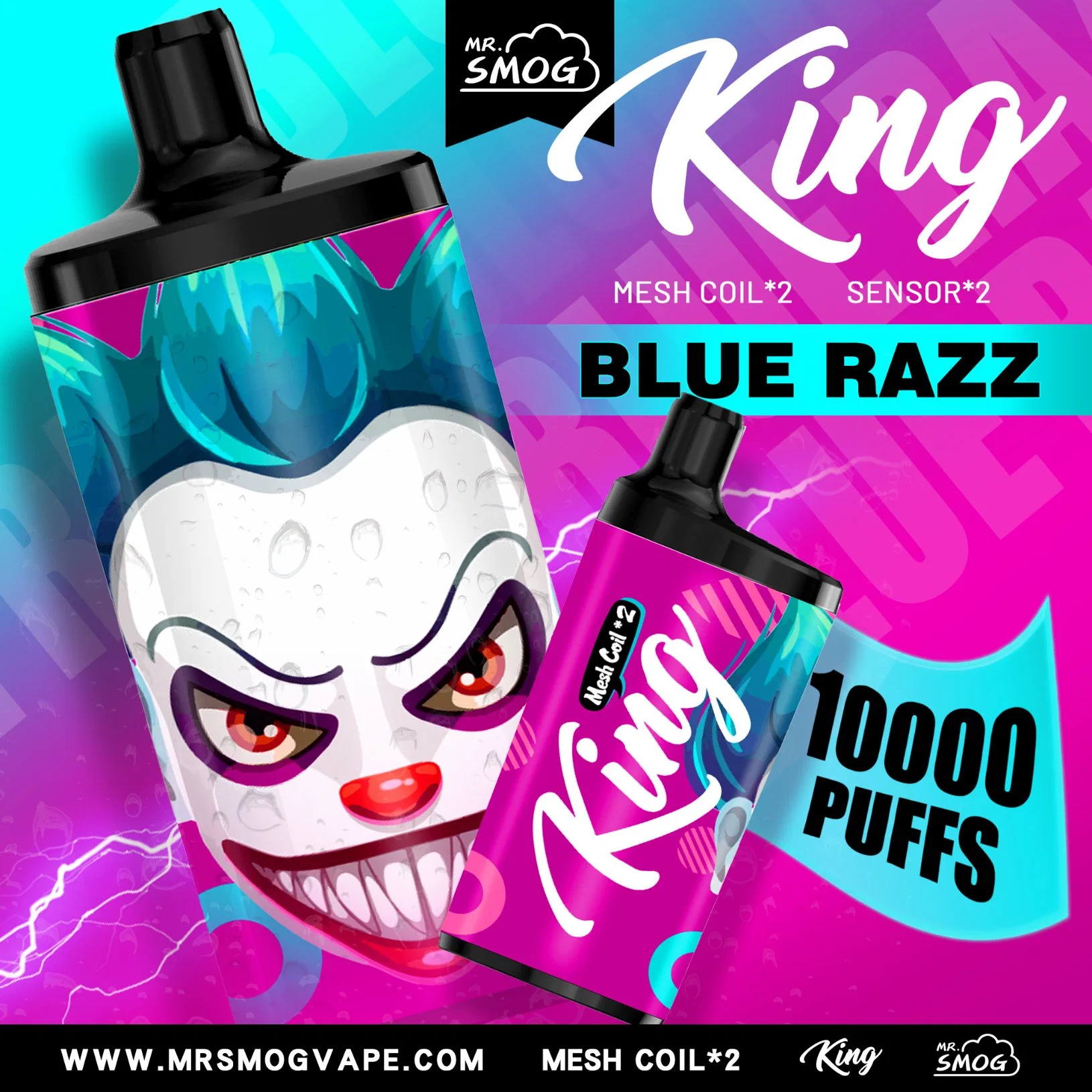 VAPE 10000 10K vaporisateur fuff rechargeable électrique Vente en gros électronique fumeurs M. Smog King 10000 Puffs Santé cigarette Max Vapor jetable E cigarettes